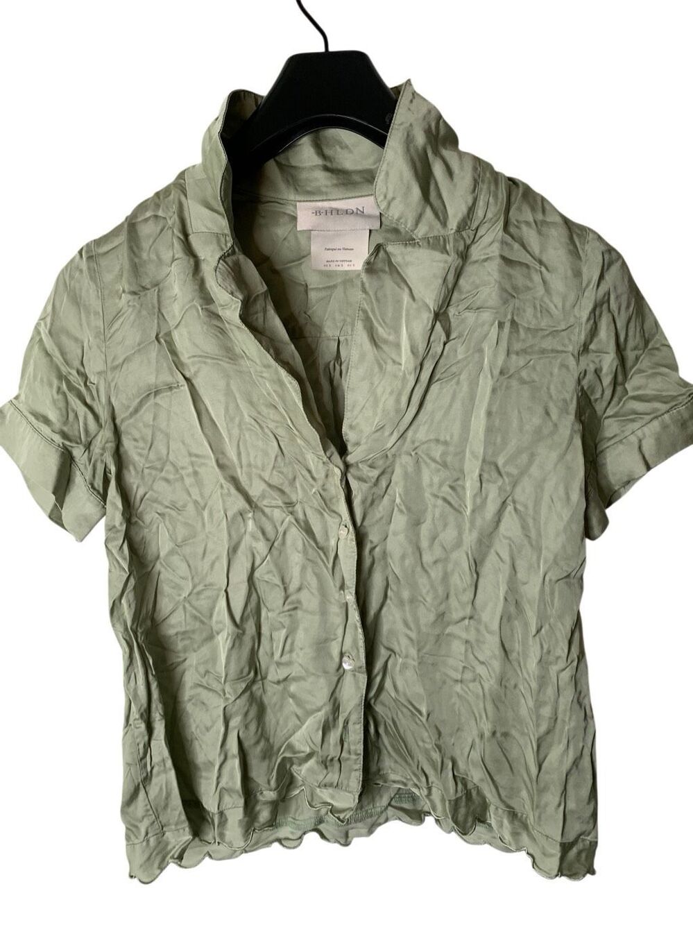 BHLDN Juniper pajama top short sleeve lounge blouse green women's size small